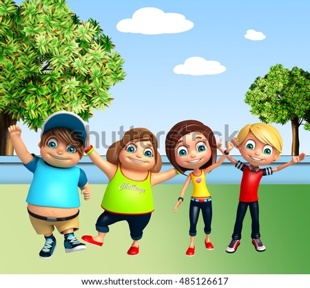 3d rendered illustration of kid girl and kid boy with Funny pose