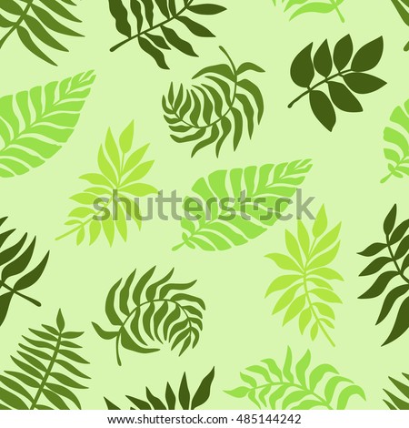 Palm branch. Fern. Leaves. Seamless vector pattern (background).