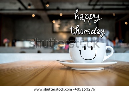 Happy Tuesday word two cups of coffee and stand together Stock Photo by  ©aradaphotography 281450326