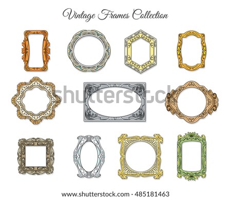 Vector vintage classic frames. Retro frame shape labels isolated on white background