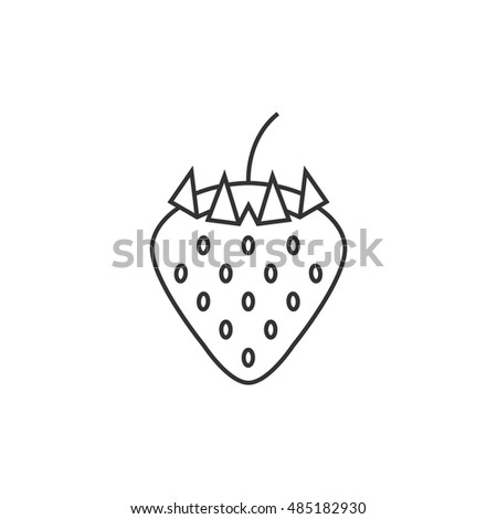 Strawberry chocolate icon in thin outline style. Fruit food dessert