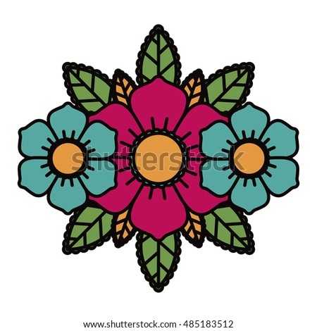 Flower and leaves icon. Nature floral garden and decoration theme. Isolated design. Vector illustration