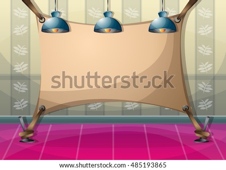 cartoon vector illustration interior painting wall with separated layers in 2d graphic