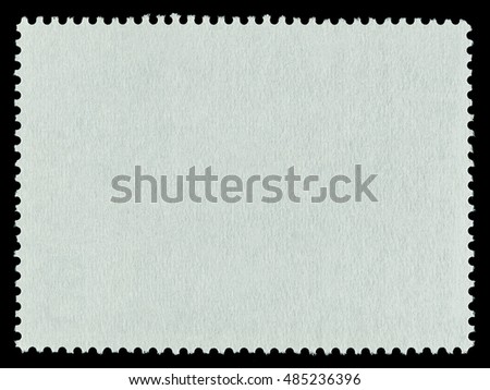 Blank postage stamp vintage white paper texture on a black background.