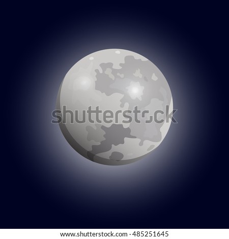 Full moon seen with a telescope. Luna flat icon. Graphic illustration