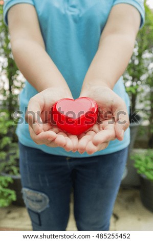 Female hands giving red heart