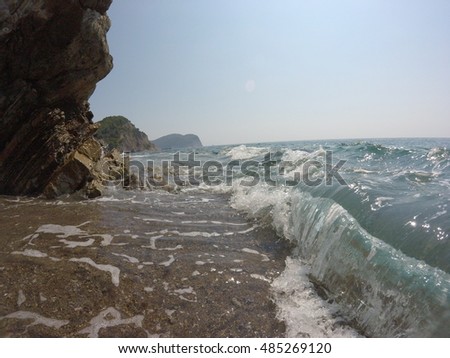 rocky coast, strong wave-clear Adriatic sea, summer blue sky a lovely stay
