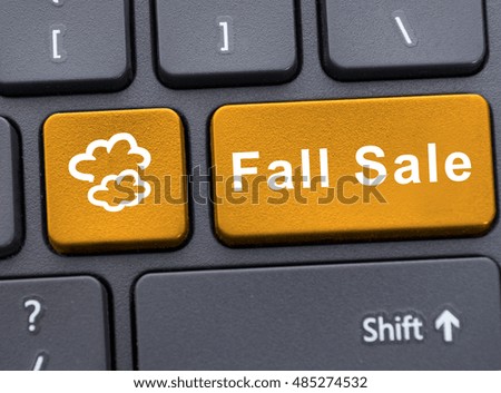Fall sale button on computer keypad as discount concept