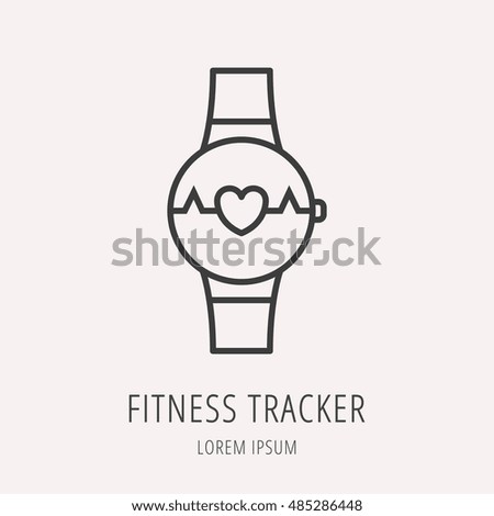 logo or label fitness tracker. Line style logotype. Easy to use business template. Vector abstract sign or emblem.