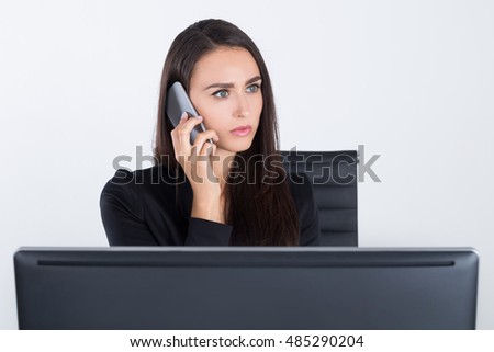 Business lady talking to her company's employee who is working from home. Concept of business talk