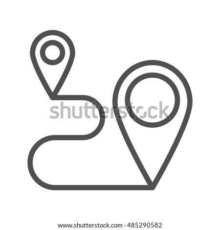 Route Planner Thin Line Vector Icon Isolated on the White Background.