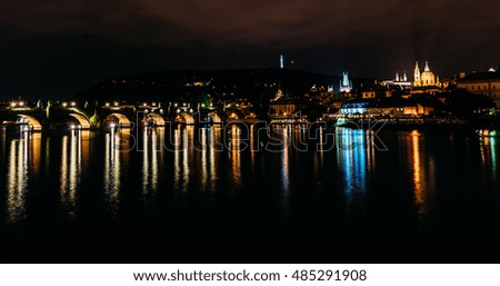 Night picture of Charles Bridge and Prague Castle