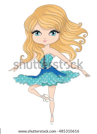 ballerina girl,T-shirt print,cartoon character