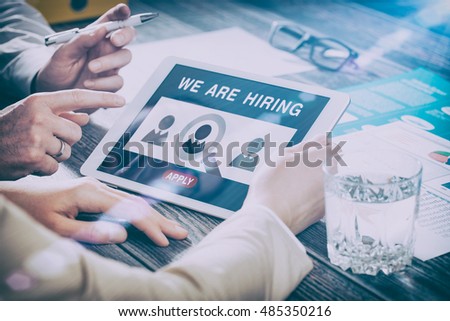 recruitment hiring recruiting recruit hr job creative wanted team announce - stock image