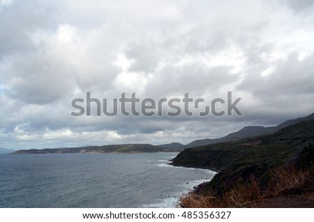 Sea landscape with bad weather and the cloudy sky 