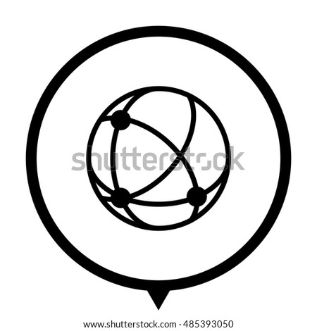 globe;social network - black vector  icon; map pointer