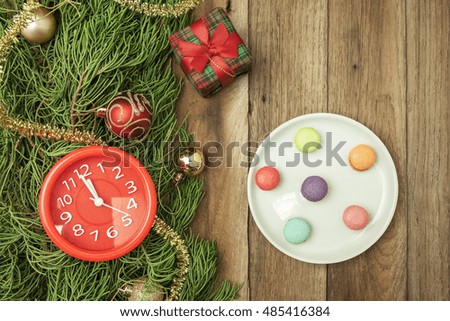 Christmas and happy new year concept with wooden background