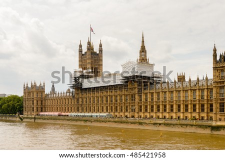 Palace of Westminster,  house of the Parliament of the United Kingdom. London, England. UNESCO world Heritage