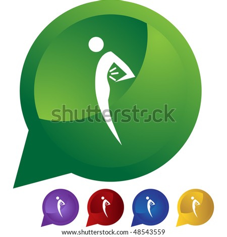 Back pain web button isolated on a background