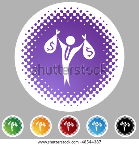 Wealthy businessman web button isolated on a background