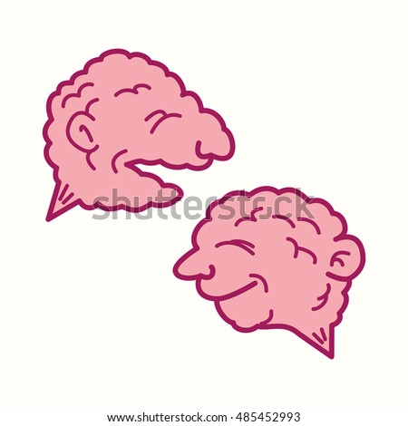 Two brains as text bubble, vector illustration