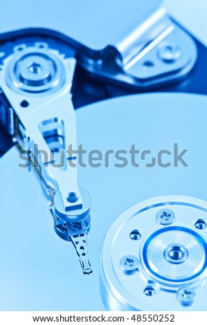 part of hard drive close up