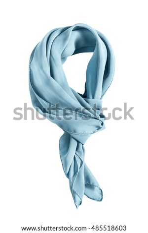 Blue silk tied neckerchief on white background Royalty-Free Stock Photo #485518603