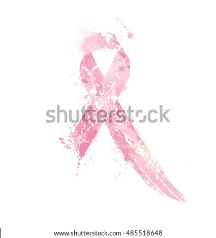 Breast Cancer Awareness Ribbon. Watercolor pink ribbon, breast cancer awareness symbol, isolated on white. Vector illustration