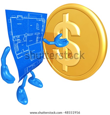 Home Construction Blueprint With Gold Coin