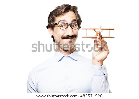 young cool man with a wooden plane