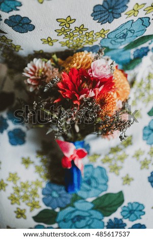 colored bouquet of flowers made specifically for the bride