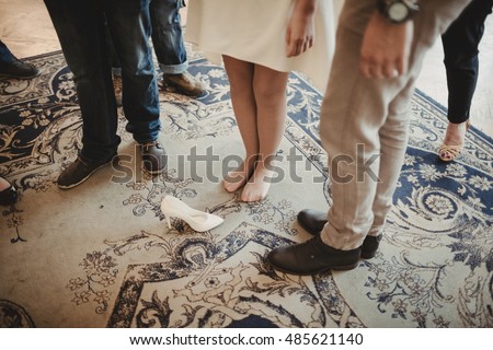 Bridal shoes and guest all around it