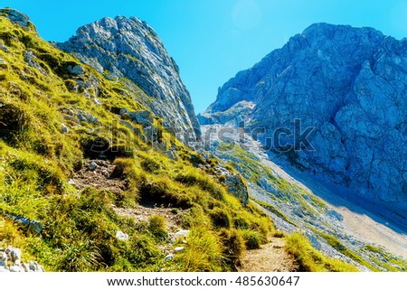 Beautiful alps landscape. Beautiful majestic mountain peaks