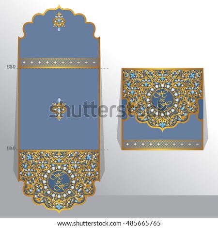 Wedding invitation or greeting card with abstract ornament. template for laser cutting.