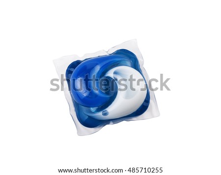 Single washing pod capsule isolated over the white background