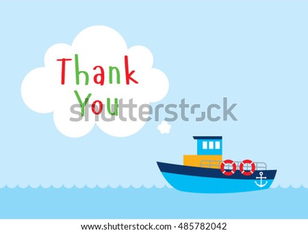 cute fishing boat thank you card