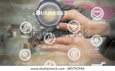 closeup hand press the enter button of keyboard on the Social media symbol on Internet network concept background,Elements of this image furnished by NASA, Business technology concept