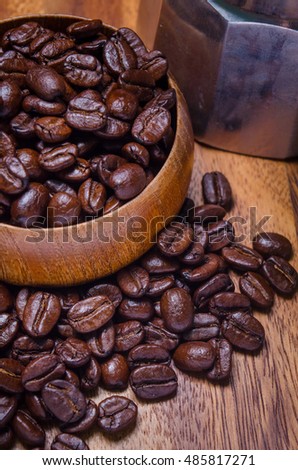 Coffee Beans Background / Coffee Beans / Coffee Beans on Wooden Background/