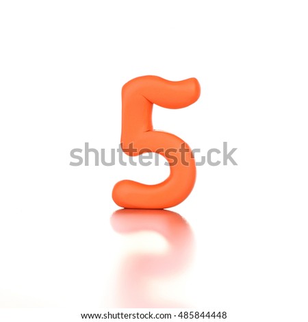 number five 5 made from plasticine isolated orange