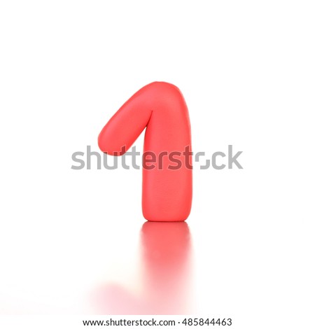 number one made of red plasticine isolated