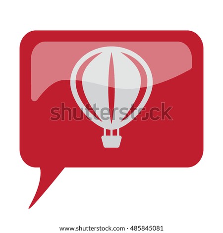 Red speech bubble with white Air Balloon icon on white background