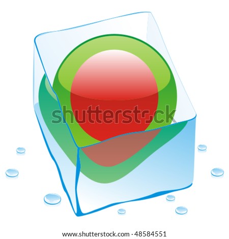 fully editable vector illustration of bangladesh button flag frozen in ice cube