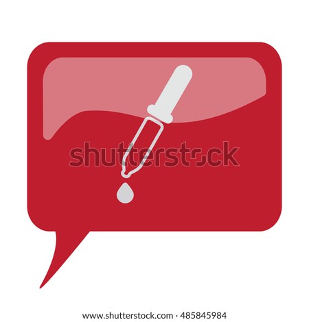 Red speech bubble with white Pipette icon on white background