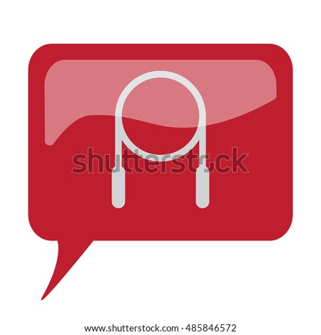 Red speech bubble with white Skipping Rope icon on white background