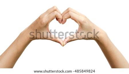 Heart hands of male or female isolated on white background, clipping path included.