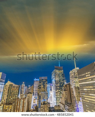 Buildings of Manhattan at dusk