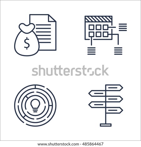 Set Of Project Management Icons On Money Revenue, Decision Making, Creativity And More. Premium Quality EPS10 Vector Illustration For Mobile, App, UI Design.