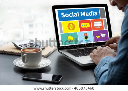 Social Media Communication Sharing Network man use Social Media Thoughtful male person looking to the digital tablet screen, laptop screen,Silhouette and filter sun