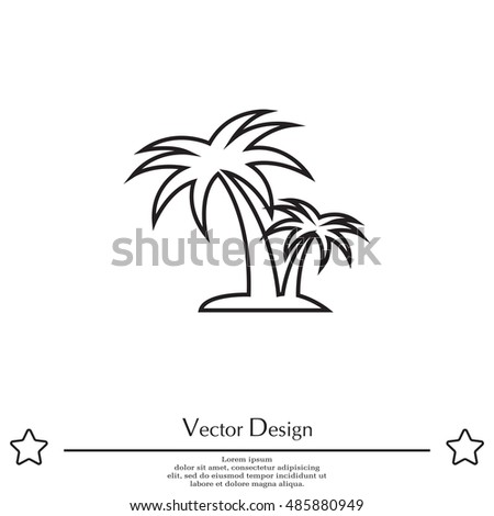 palm tropical tree line icon silhouette. 