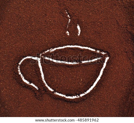 Image of a cup on a coffee background